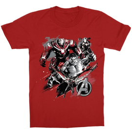 Piros Bosszúállók gyerek rövid ujjú póló - Avengers Team Grunge