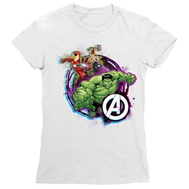 Fehér Bosszúállók női rövid ujjú póló - Avengers Team Neon