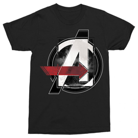 Fekete Marvel Bosszúállók férfi rövid ujjú póló - Avengers Grunge Logo