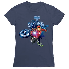 Sötétkék Bosszúállók női rövid ujjú póló - Avengers Team Graffiti