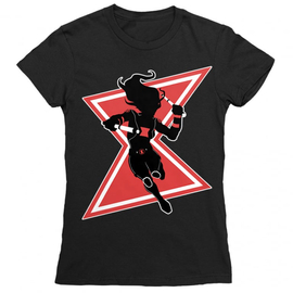 Fekete Fekete Özvegy női rövid ujjú póló - Black Widow Black and Red