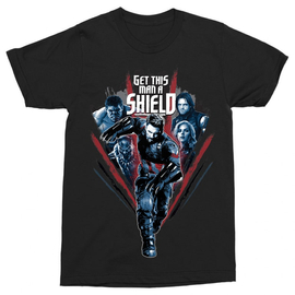 Fekete Bosszúállók férfi rövid ujjú póló - Get this man a Shield