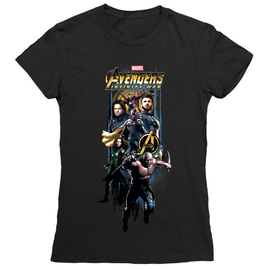 Fekete Bosszúállók női rövid ujjú póló - Infinity War Stripe