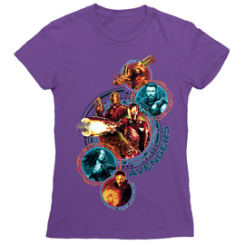 Sötétlila Bosszúállók női rövid ujjú póló - Infinity War Team