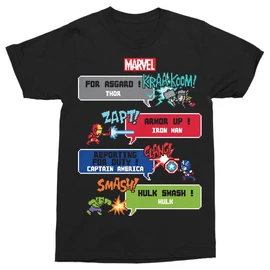 Fekete Bosszúállók férfi rövid ujjú póló - Marvel Heroes 8bit