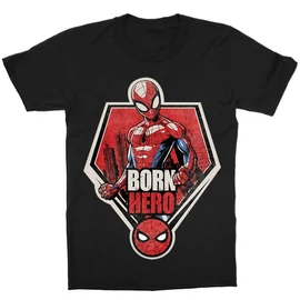Fekete Pókember gyerek rövid ujjú póló - Born Hero