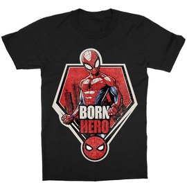Fekete Pókember gyerek rövid ujjú póló - Born Hero