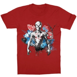 Piros Pókember gyerek rövid ujjú póló - Spider-Man Paint