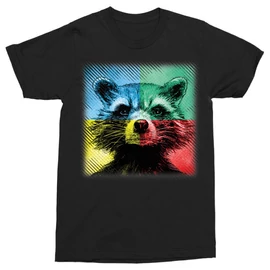 Fekete A galaxis őrzői férfi rövid ujjú póló - Rocket Colors