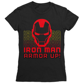 Fekete Bosszúállók Vasember női rövid ujjú póló - Armor Up