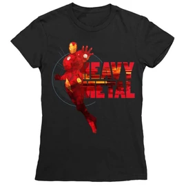 Fekete Bosszúállók Vasember női rövid ujjú póló - Heavy metal