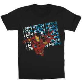 Fekete Bosszúállók Vasember gyerek rövid ujjú póló - I am Iron Man