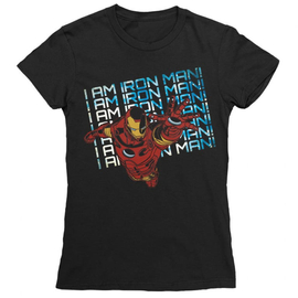 Fekete Bosszúállók Vasember női rövid ujjú póló - I am Iron Man