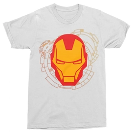 Fehér Bosszúállók Vasember férfi rövid ujjú póló - Iron Man head