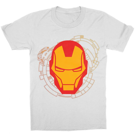 Fehér Bosszúállók Vasember gyerek rövid ujjú póló - Iron Man head