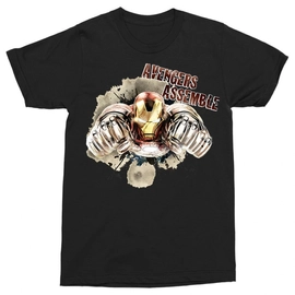Fekete Bosszúállók Vasember férfi rövid ujjú póló - Iron Man Avengers Assemble