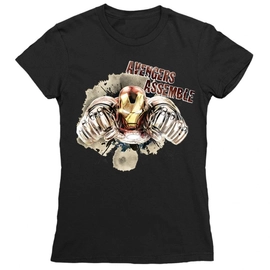 Fekete Bosszúállók Vasember női rövid ujjú póló - Iron Man Avengers Assemble