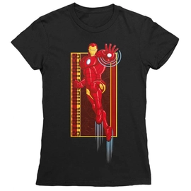 Fekete Bosszúállók Vasember női rövid ujjú póló - Stark Industries