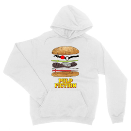Fehér Ponyvaregény unisex kapucnis pulóver - Pulp Fiction burger