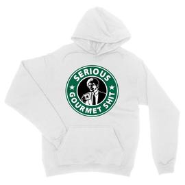 Fehér Ponyvaregény unisex kapucnis pulóver - Serious Gurmet Shit