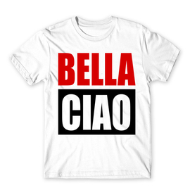 Fehér A nagy pénzrablás férfi rövid ujjú póló - Bella Ciao