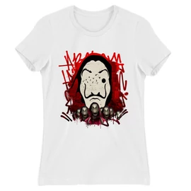 Fehér A nagy pénzrablás női rövid ujjú póló - Mask Graffiti