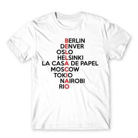 Fehér A nagy pénzrablás férfi rövid ujjú póló - Money Heist Names