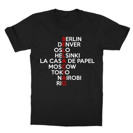 Fekete A nagy pénzrablás gyerek rövid ujjú póló - Money Heist Names