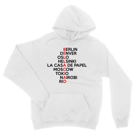 Fehér A nagy pénzrablás unisex kapucnis pulóver - Money Heist Names