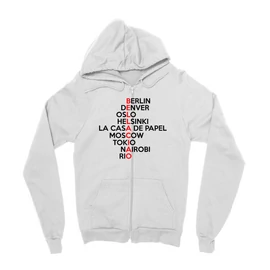 Fehér A nagy pénzrablás zipzáros pulóver - Money Heist Names