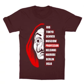 Bordó A nagy pénzrablás gyerek rövid ujjú póló - Money Heist Professor