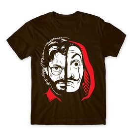 Barna A nagy pénzrablás férfi rövid ujjú póló - Professor Face