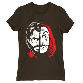 Barna A nagy pénzrablás női rövid ujjú póló - Professor Face