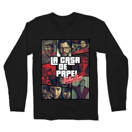 Fekete A nagy pénzrablás férfi hosszú ujjú póló - La casa de papel GTA