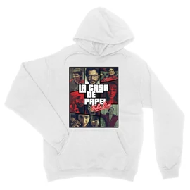 Fehér A nagy pénzrablás unisex kapucnis pulóver - La casa de papel GTA