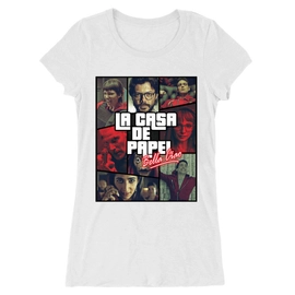 Fehér A nagy pénzrablás női hosszított póló - La casa de papel GTA