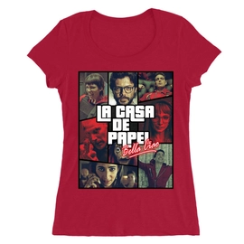 Piros A nagy pénzrablás női O-nyakú póló - La casa de papel GTA