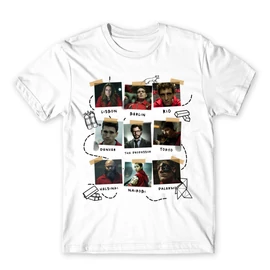 Fehér A nagy pénzrablás férfi rövid ujjú póló - Team hesit photos