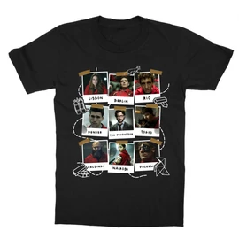 Fekete A nagy pénzrablás gyerek rövid ujjú póló - Team hesit photos