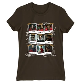 Barna A nagy pénzrablás női rövid ujjú póló - Team hesit photos