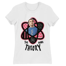 Fehér Agymenők női rövid ujjú póló - Atomic Sheldon