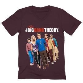 Bordó Agymenők férfi V-nyakú póló - BBT Team