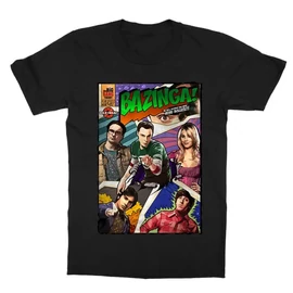 Fekete Agymenők gyerek rövid ujjú póló - Bazinga Comics