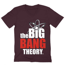 Bordó Agymenők férfi V-nyakú póló - The Big Bang Theory Logo