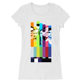 Fehér Agymenők női hosszított póló - The Big Bang Theory Colors