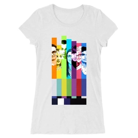 Fehér Agymenők női hosszított póló - The Big Bang Theory Colors