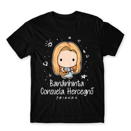 Fekete Jóbarátok férfi rövid ujjú póló - Banánhinta - Pheobe