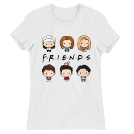 Fehér Jóbarátok női rövid ujjú póló - Friends chibi group