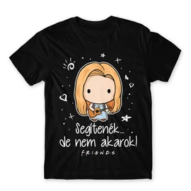 Fekete Jóbarátok férfi rövid ujjú póló - Segítenék - Pheobe