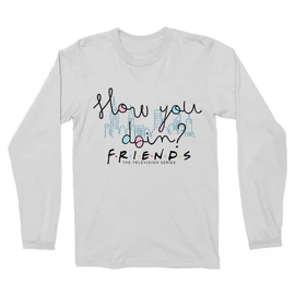 Fehér Jóbarátok férfi hosszú ujjú póló - Doodle How you doin?